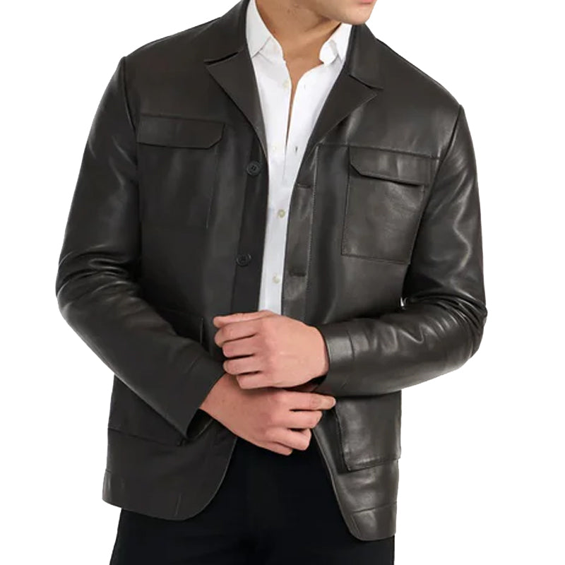 Dark Brown Archer Leather Jacket For Men