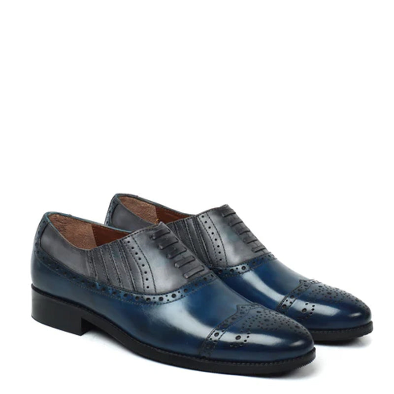Classic Dual Tone Leather Stylish Wingtip Oxford Shoes
