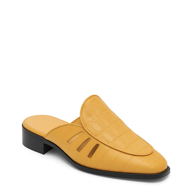 Stylish Croco Leather Mule - Tan