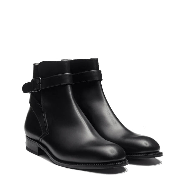 Classic Plain Solid Leather Stylish Jodhpur Boots - Black