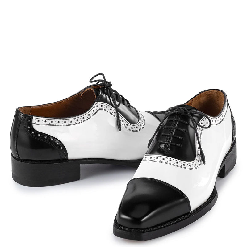 Men Solid Leather Cap Toe Oxford Shoes