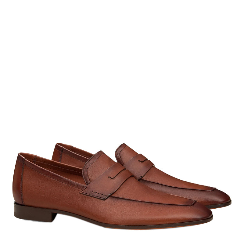 Men Handmade Plain Leather Blue Loafer