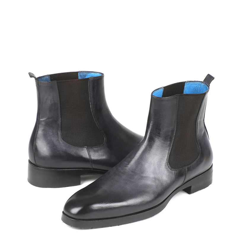 HandPainted Solid Leather Chelsea Boot Black and Grey