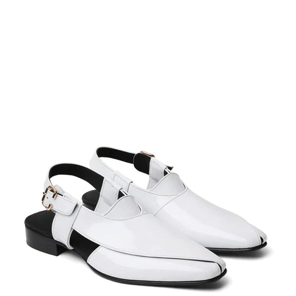 Premium Classic Leather Peshawari Beige Sandals - White