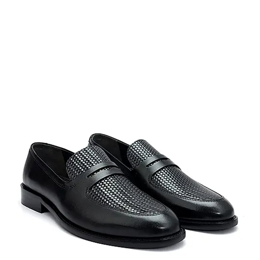 Men Handmade Textured Leather Formal Brown Loafer