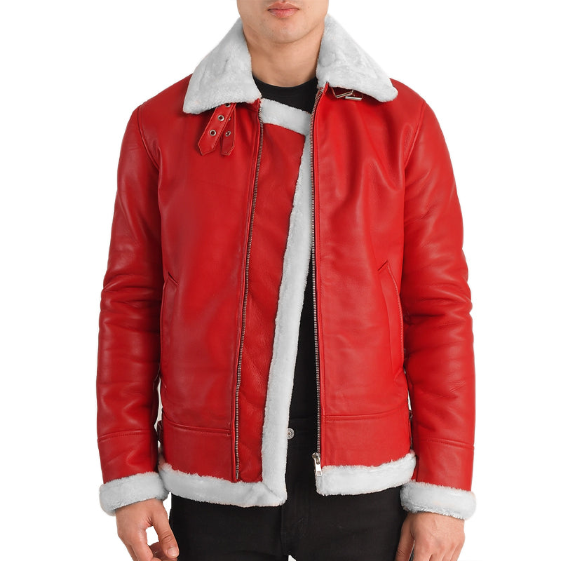 Francis B-3 Leather Bomber Jacket For Men