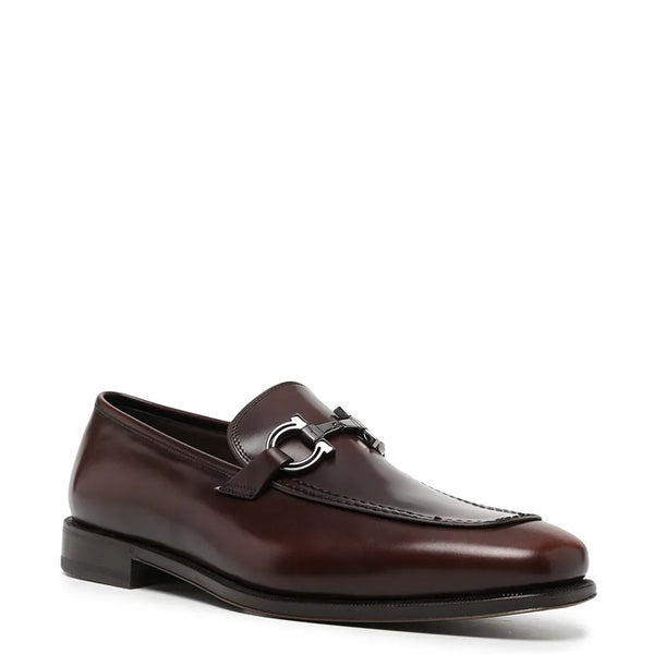 Men s Horse bit Leather Buckle Loafer - Brown