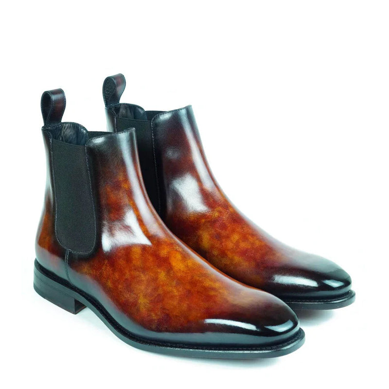 Patina Leather Chelsea Crystal Boot For Men