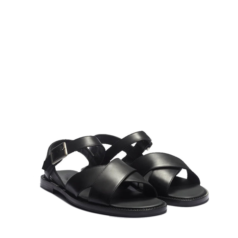 Back Strap Double V Leather Sandals