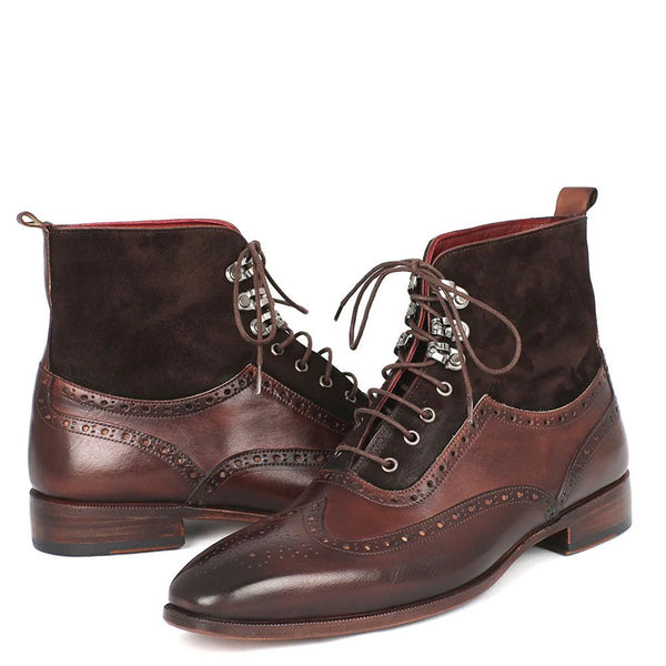 Men Suede Leather High Wingtip Ankle Boot