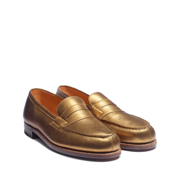 Metallic 180 Grained Leather Penny Loafers For Men