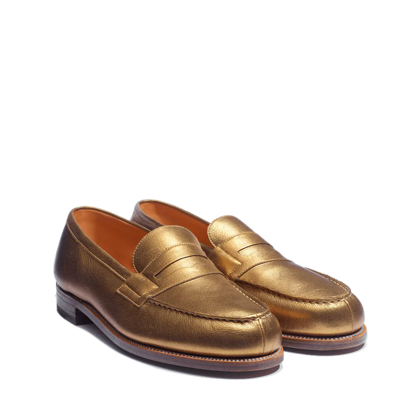 Metallic 180 Grained Leather Penny Loafers For Men