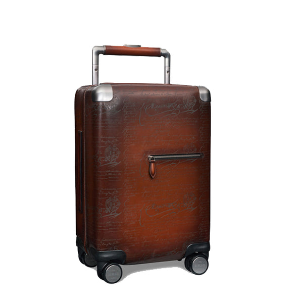 Luxury Eel Leather Trolley Case - Brown