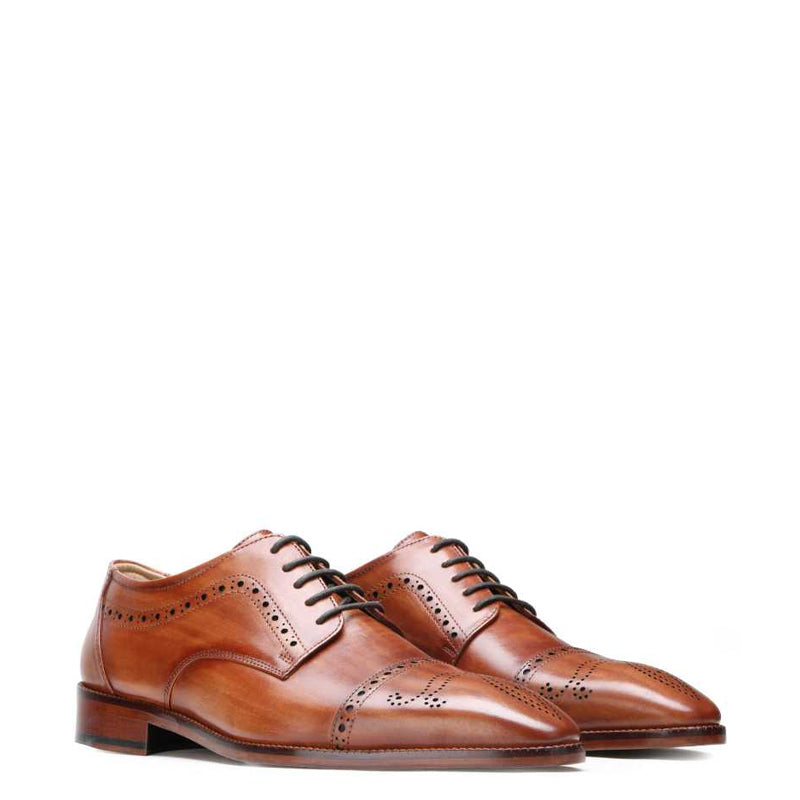 Classic Design Polished Leather Tan Derby Shoe