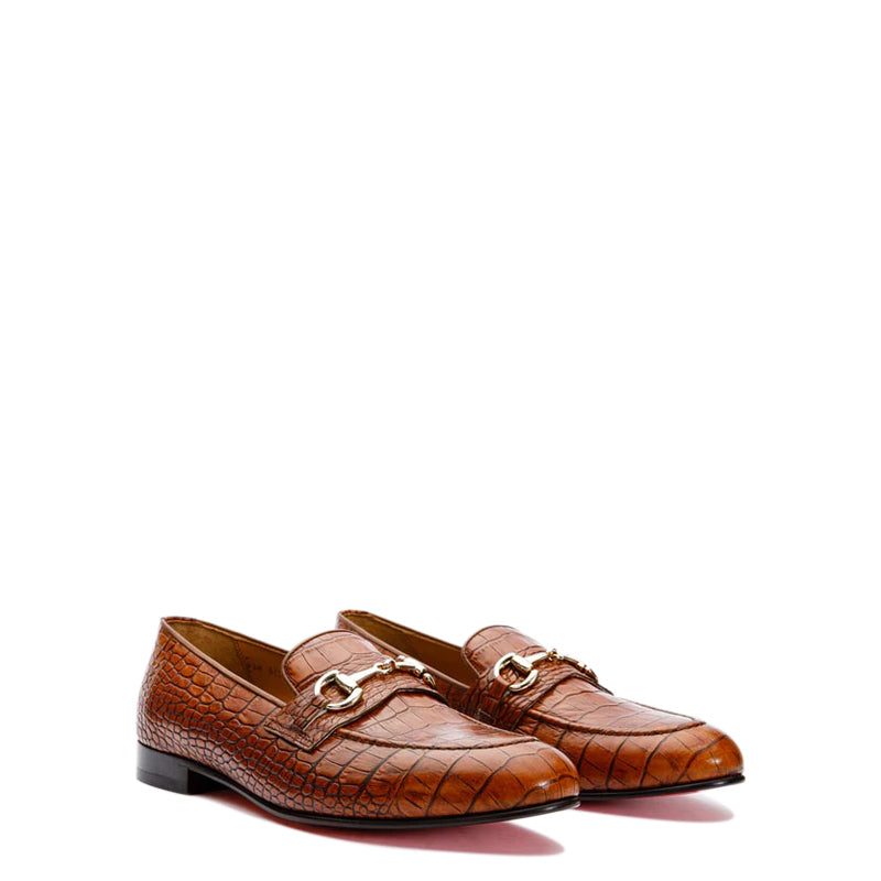 Black Leather Bit Loafer Men Shoes