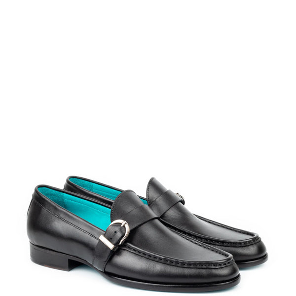 Polished Leather Single MonkStraps Loafer - Black
