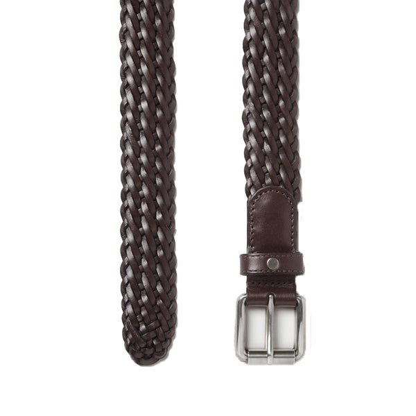Men Pliancy Leather Braided Belt - Dark Brown