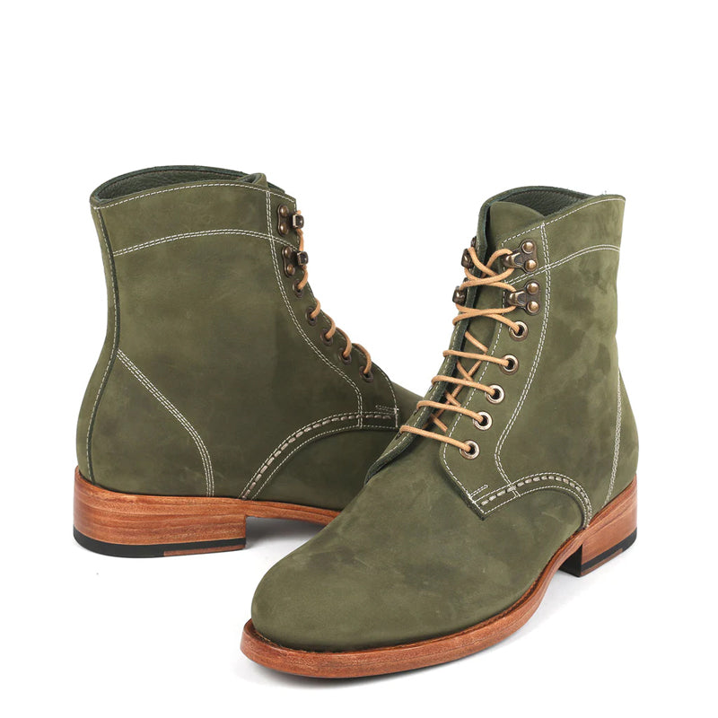 Men Suede Handmade Lace-Up Leather Ankle Boots