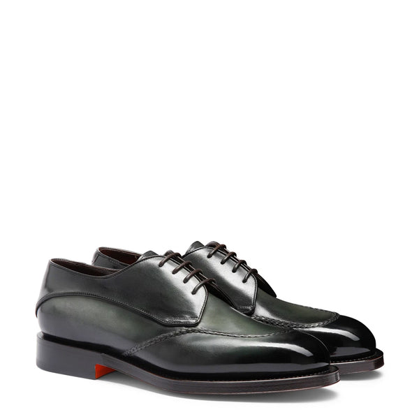 Premium Leather Derby Shoe For Men - Green