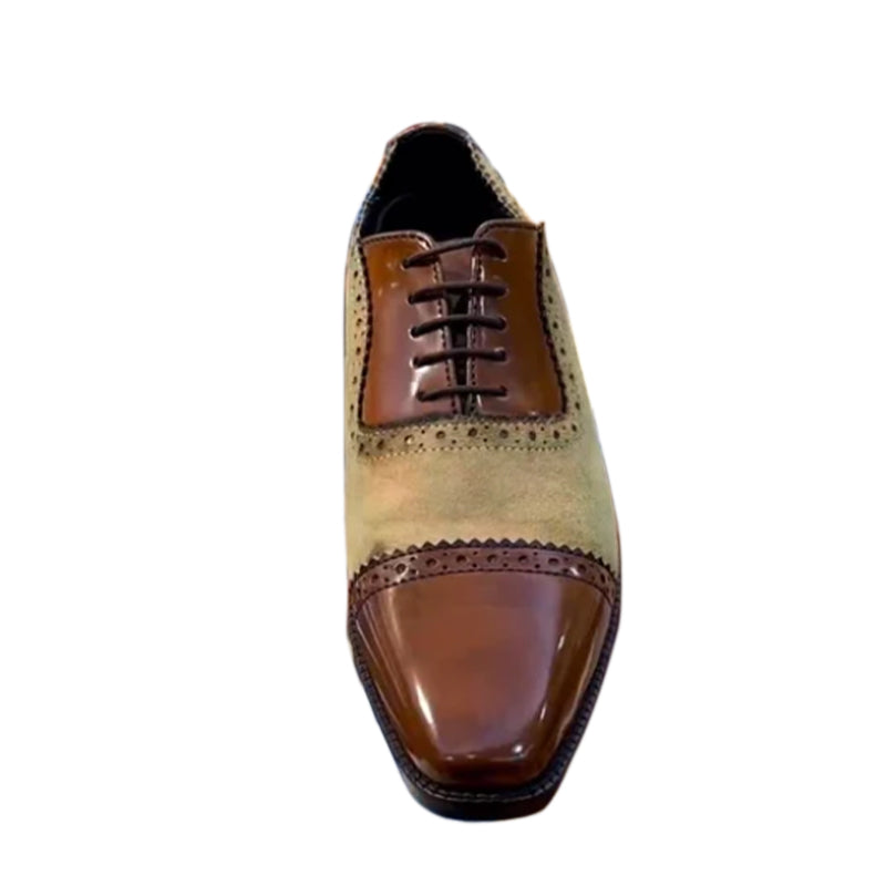 Brogue Leather Cap Toe Oxford Shoes