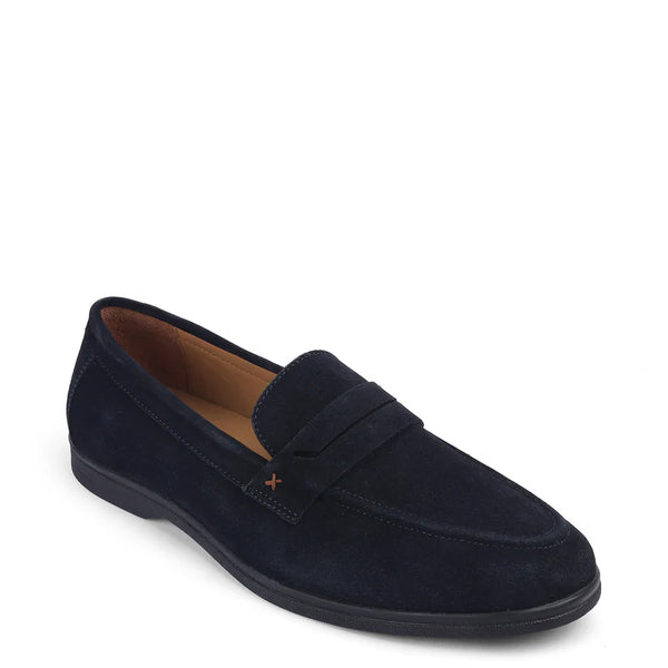 Men Suede Casual Leather Penny Tan Loafer - Blue