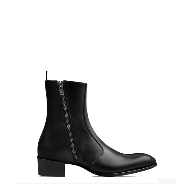 Side Zip Boot Leather - Black