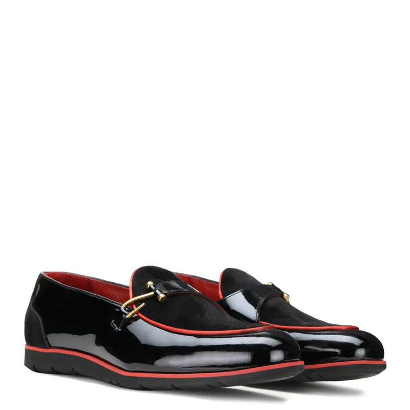 Patent Shiny Leather Loafers With Gold Side Hook