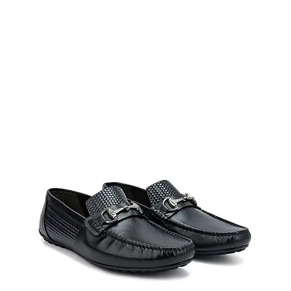 Men Round Toe Leather Moccasins Buckled Loafer