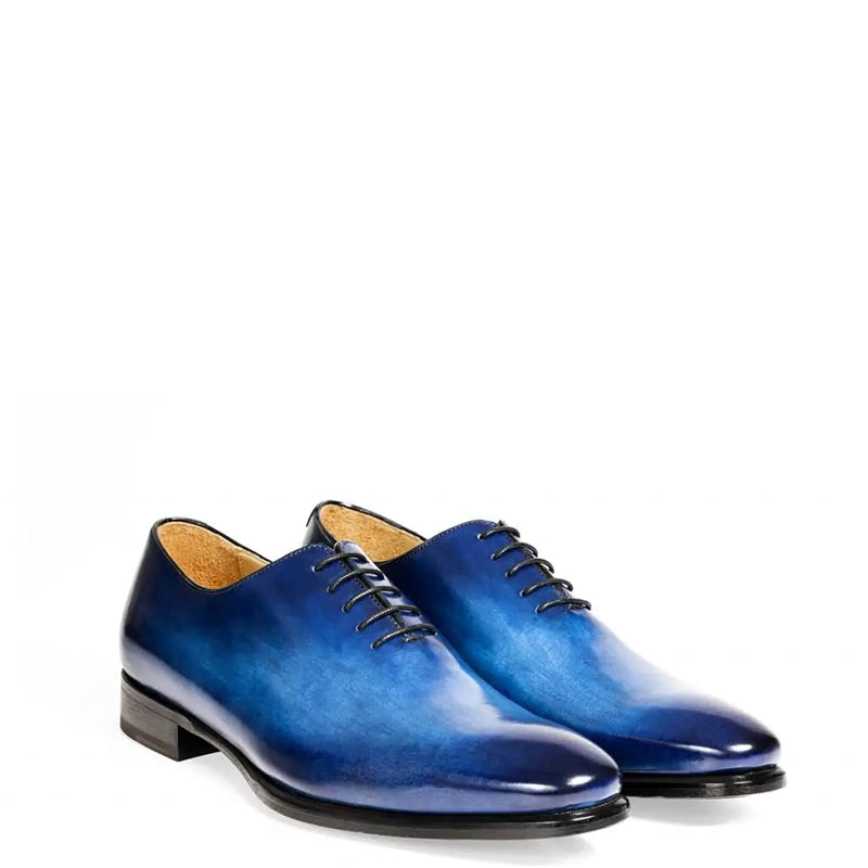 Classic Plain Solid Shiny Leather Oxford Grey / Black Shoe