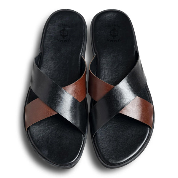 Cross Style Premium Solid Leather Slipper