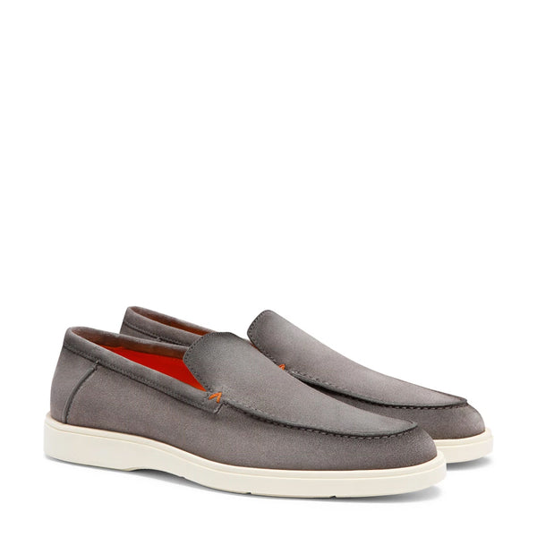 Men Slip On Suede Loafers - Gray
