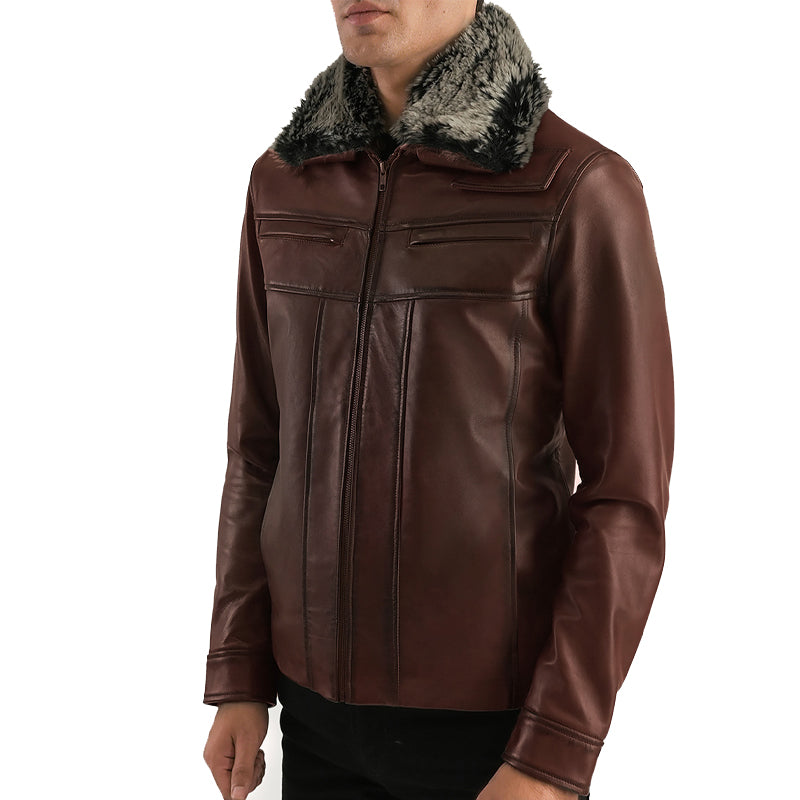 Evan Hart Fur Leather Jacket For Men