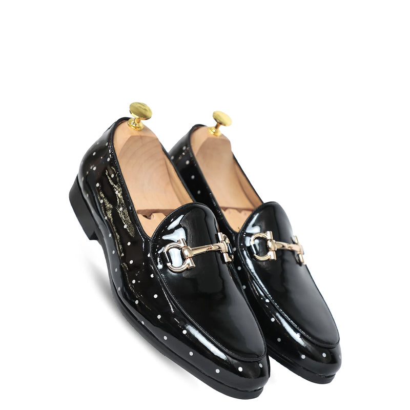 Mikey Patent Black Slip on Shoes