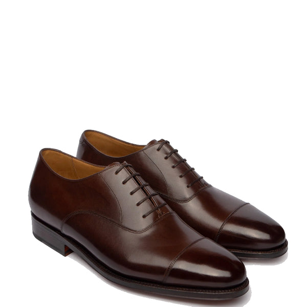 Classic Design Captoe Plain Leather Oxford Shoe - Brown