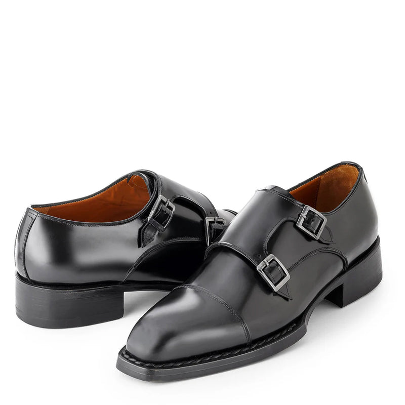 Men Cap-Toe Leather Double MonkStraps Shoes