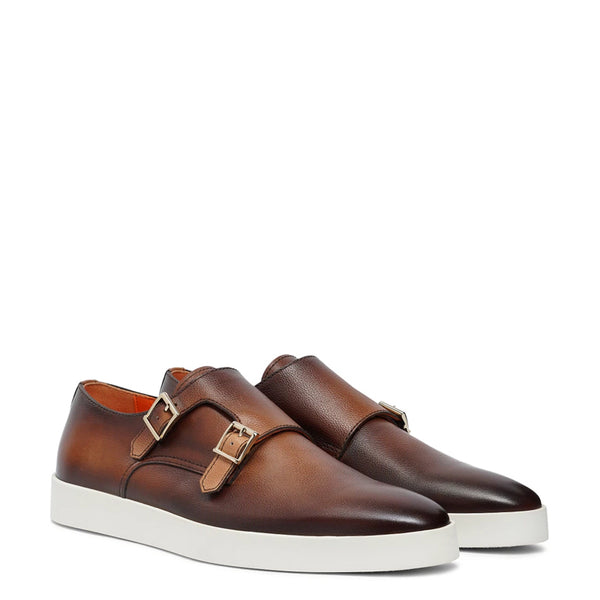 Men Double Monk Strap Sneakers - Brown