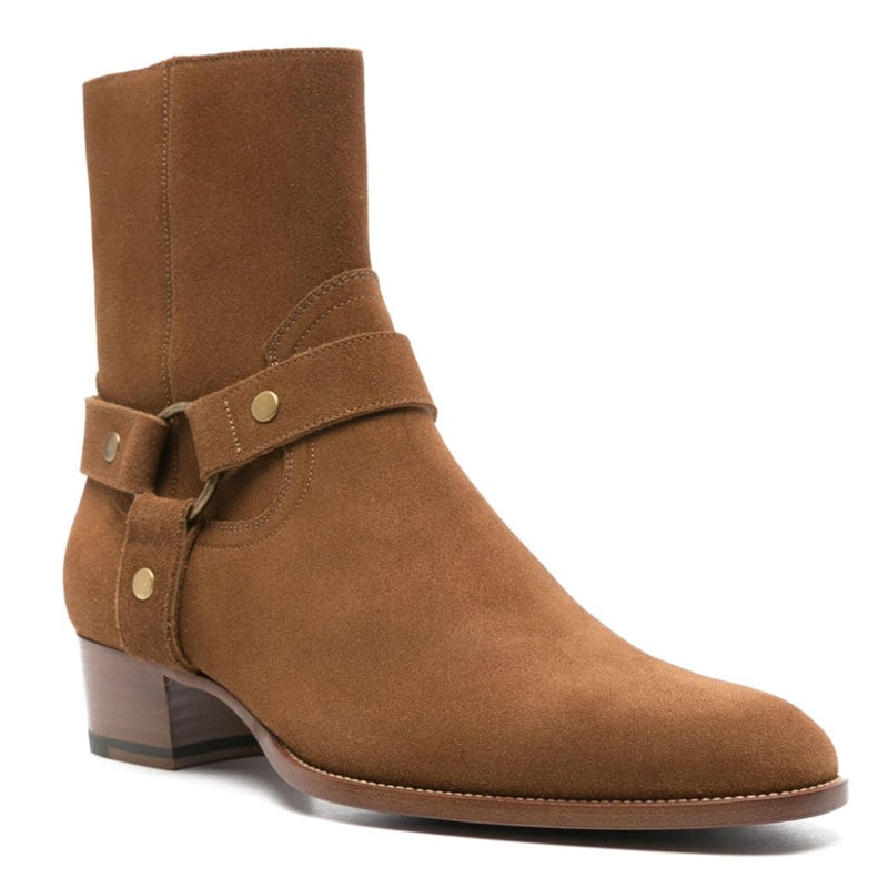 Harness Concealed Zip Suede Boots