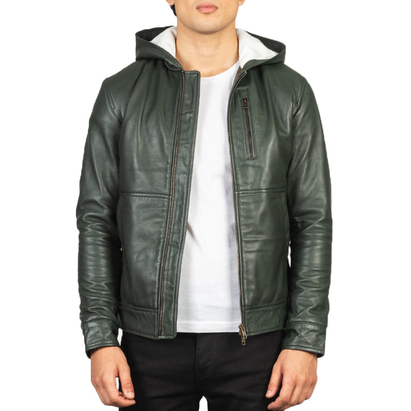 Canna Hooded Leather Bomber Jacket