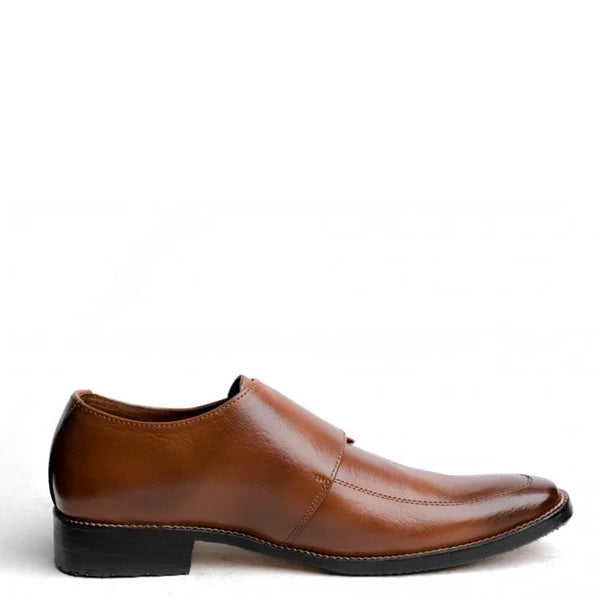 Handmade Leather Formal Single Tan Monk Strap Shoe