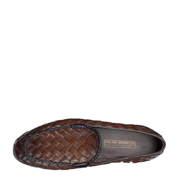 Tan Brown Weaved Leather Loafer