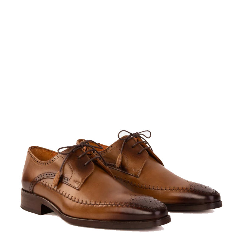 Brown Leather Derby Men Shoe