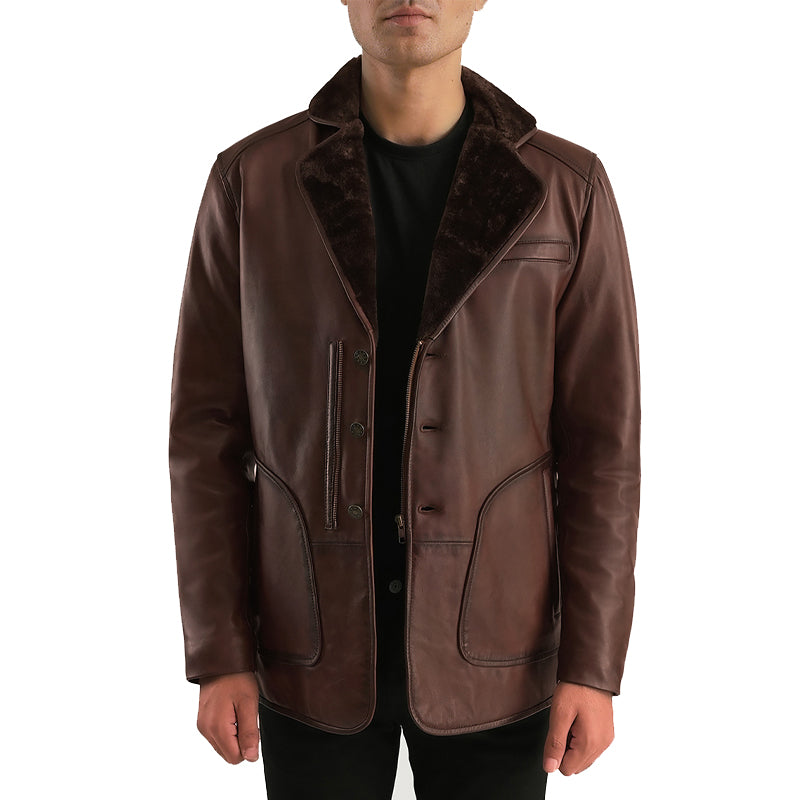 Rocky Fur Leather Jacket For Men