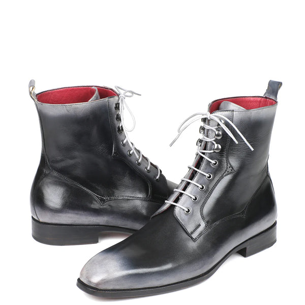 Premium Plain Toe Lace Up Leather Ankle Boot