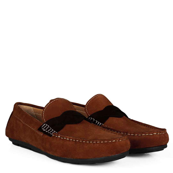 Penny Suede Cross Strap Leather Loafer