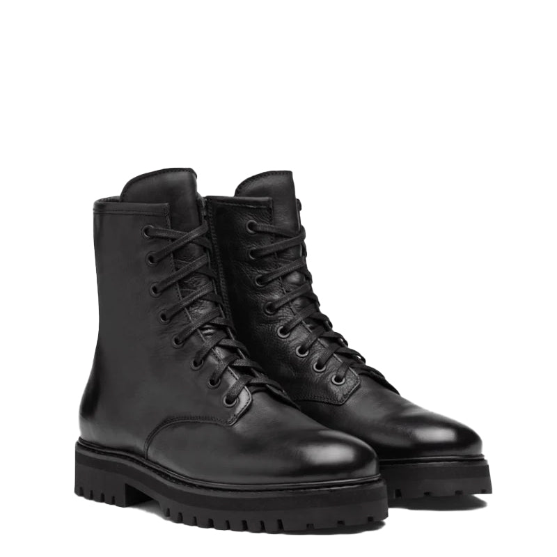 Men High-Top Leather Combat Boots