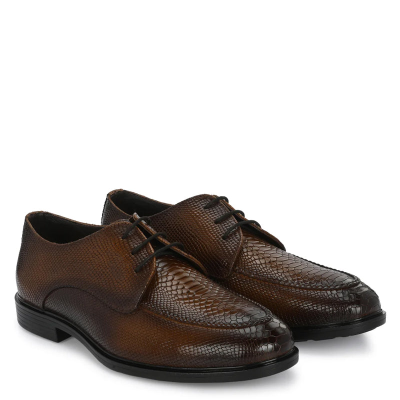 Men Textured Leather Formal Derby Shoes