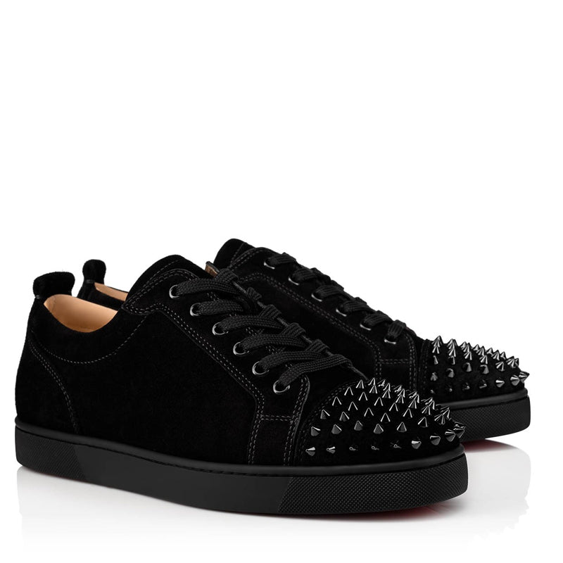 Suede Spike Studded Lace-Up Sneakers