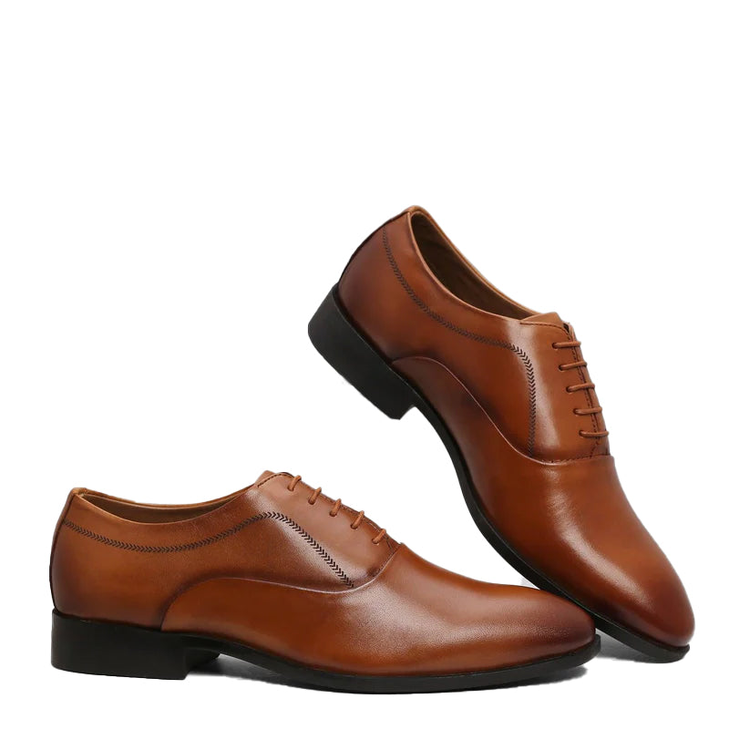 Men Solid Leather Lace-UP OxFord Shoes