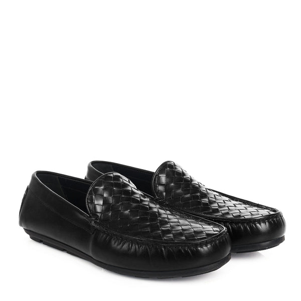 Premium Leather Weaved Textured Driving Loafer