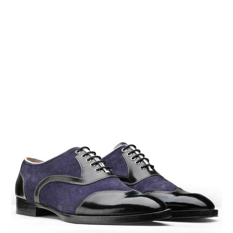 Men Navy and Black Patent Leather Oxford Shoe